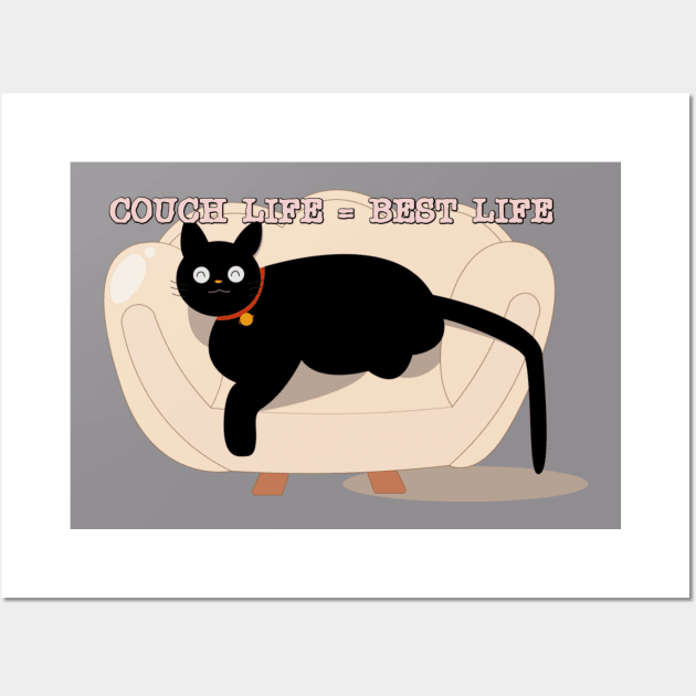 Couch life best life Lazy cat print design Wall Art by LiliMagic